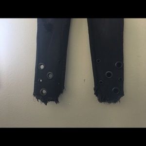 Black retro jeans with unique bottom cuffs